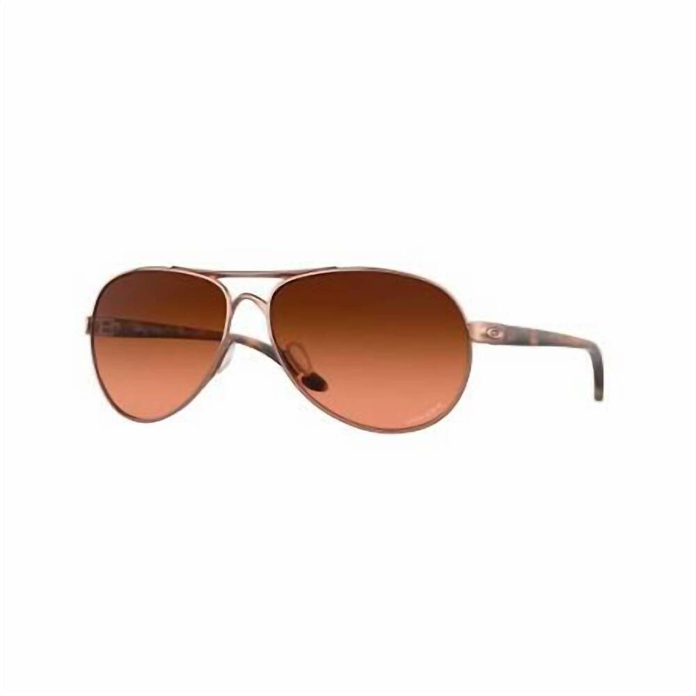 NEW OAKLEY women's feedback sunglasses in rose gold prizm brown gradient